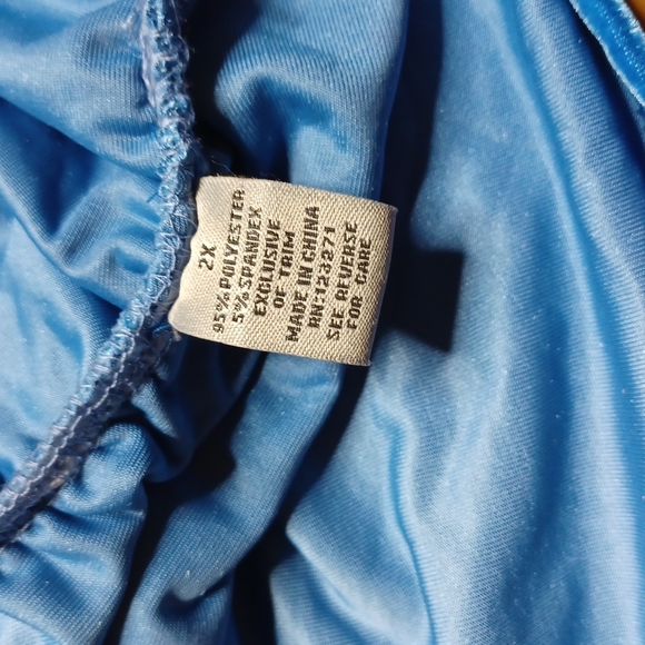 🌿Blue Velvet Ruched Mini Dress Size 2X - Picture 6 of 9